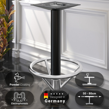 MILAN FOOT | Bistro Ståbordstativ | Svart | Fot: Ø 18 cm | Søyle: 7,6 x 102 cm | Gulvmontering
