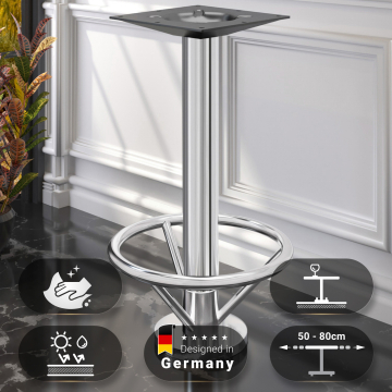 MILAN FOOT | Bistro Stehtischgestell | Edelstahl | Fuß: Ø 18 cm | Säule: 7,6 x 102 cm | Bodenmontage