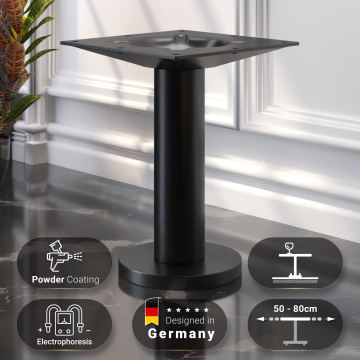 MILAN | Marco de mesa Bistro Lounge | Negro | Base: Ø 18 cm | Columna: 7,6 x 36 cm | Montaje en el suelo
