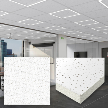 CALGARY | Mineral fiber loftfliser | 62x62cm | Hvid | Raster loftplader | Spredte perforeringer