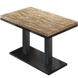 MM | Mesa Massiv para Bistró | Rectangular | 130 x 80 x 77 cm | Roble / Negro