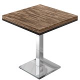 MM | Bistro Massiv Bord | Kvadratiskt | 70 x 70 x 77 cm | Valnöt / Rostfritt stål