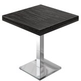 MM | Bistro Massiv Bord | Kvadratisk | 70 x 70 x 77 cm | Wenge Svart / Rostfritt Stål