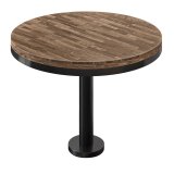 MML | Mesa de madera maciza para bistró | Redonda | Diámetro 80 x 77 cm | Nuez / Negro