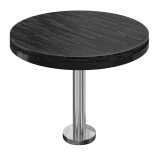 MML | Bistro Massif Table | Rond | Ø 70 x 77 cm | Wenge Noir / Acier inoxydable