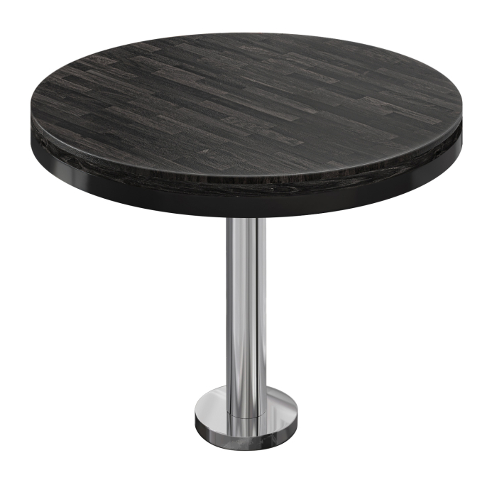 MML | Bistro Massiv Tisch | Rund | Ø 70 x 77 cm | Wenge Schwarz / Edelstahl