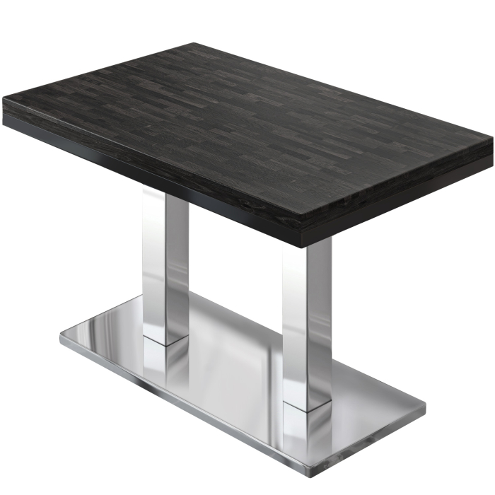 MM | Bistro solidt bord | rektangulært | 130 x 80 x 77 cm | wenge sort / rustfrit stål