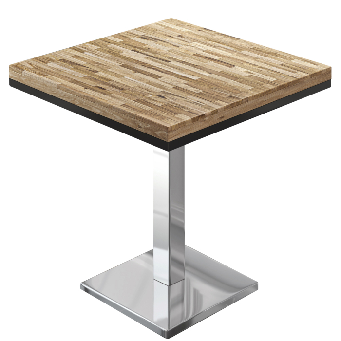 MM | Bistro solid bord | Firkantet | 70x70x77cm | Eik / rustfritt stål