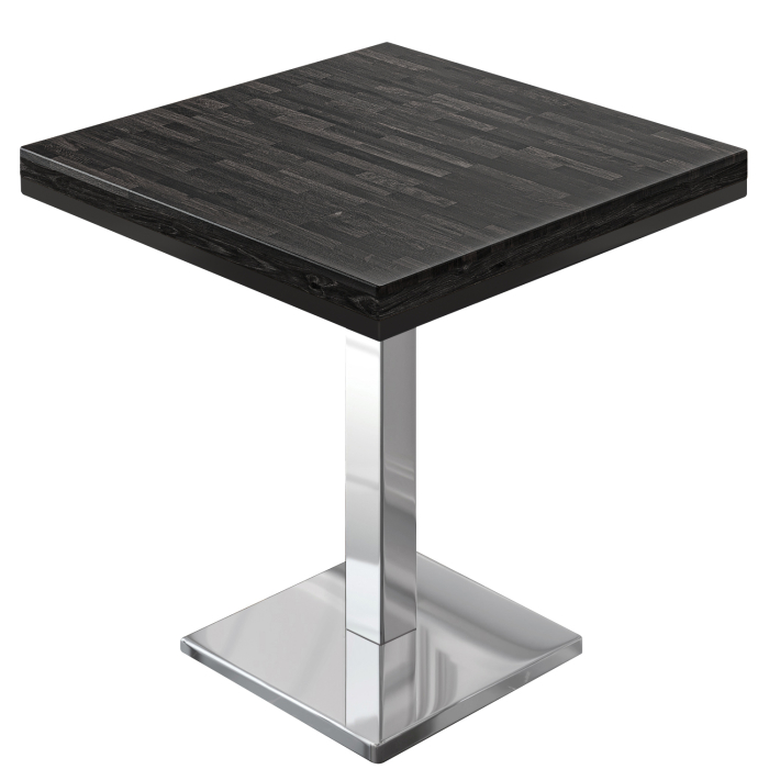 MM | Bistro solid bord | Firkantet | 80x80x77cm | Wenge svart / rustfritt stål