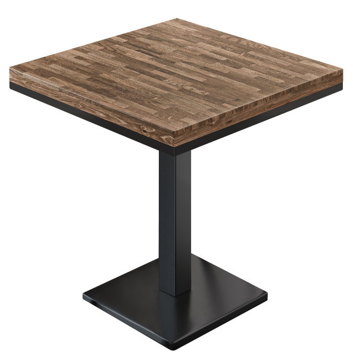 MM | Bistro Massiv Tisch | Quadratisch | 60 x 60 x 77 cm | Walnuß / Schwarz