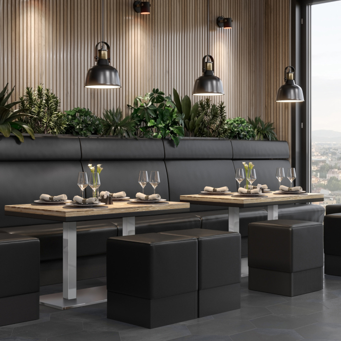 MM | Bistro massivt bord | rektangulärt | 120 x 70 x 77 cm | ek / rostfritt stål