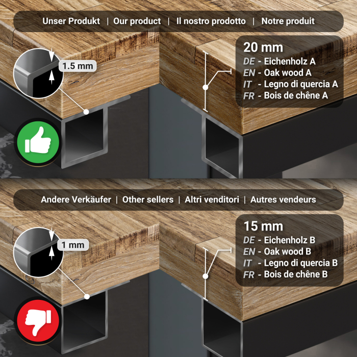 MM | Bistro solidt bord | rektangulært | 120 x 70 x 77 cm | eg/sort MM | Bistro solidt bord | rektangulært | 120 x 70 x 77 cm | eg/sort