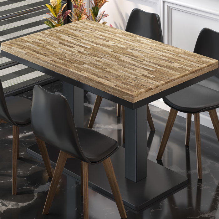 MM | Bistro solidt bord | rektangulært | 120 x 70 x 77 cm | eg/sort MM | Bistro solidt bord | rektangulært | 120 x 70 x 77 cm | eg/sort