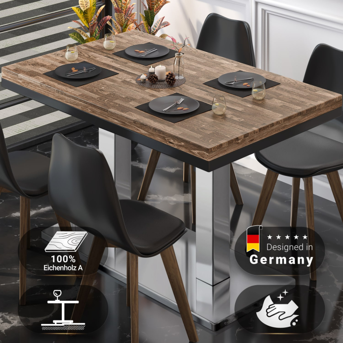MM | Bistro massivt bord | rektangulärt | 120 x 70 x 77 cm | valnöt / rostfritt stål MM | Bistro massivt bord | rektangulärt | 120 x 70 x 77 cm | valnöt / rostfritt stål