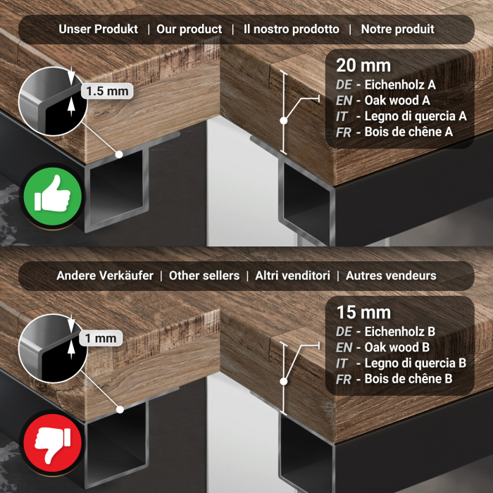 MM | Bistro massivt bord | rektangulärt | 120 x 70 x 77 cm | valnöt / rostfritt stål MM | Bistro massivt bord | rektangulärt | 120 x 70 x 77 cm | valnöt / rostfritt stål