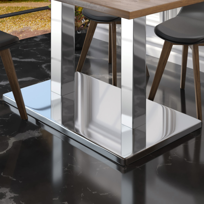 MM | Bistro massivt bord | rektangulärt | 120 x 70 x 77 cm | valnöt / rostfritt stål MM | Bistro massivt bord | rektangulärt | 120 x 70 x 77 cm | valnöt / rostfritt stål