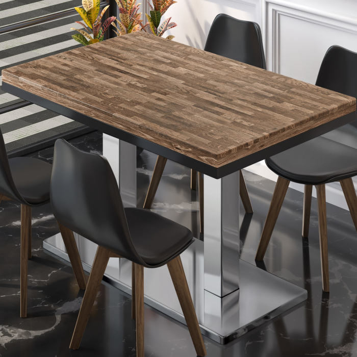 MM | Bistro massivt bord | rektangulärt | 120 x 70 x 77 cm | valnöt / rostfritt stål MM | Bistro massivt bord | rektangulärt | 120 x 70 x 77 cm | valnöt / rostfritt stål