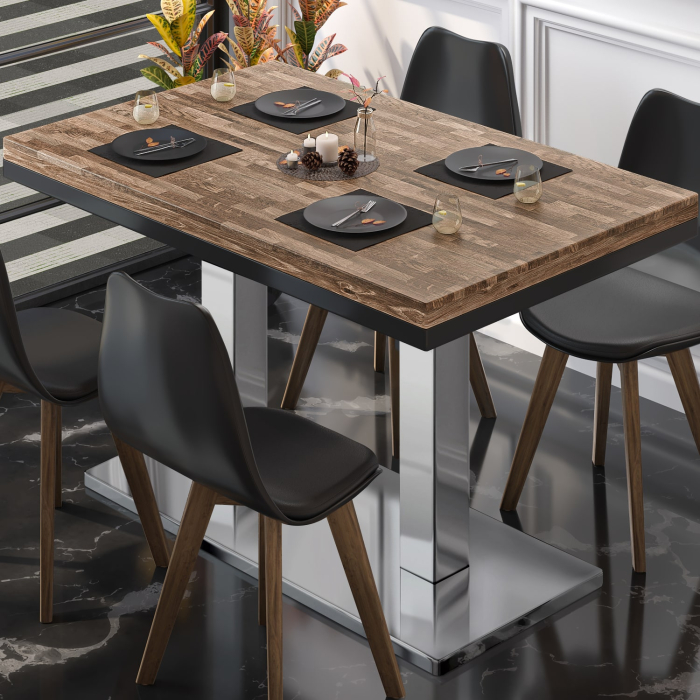 MM | Bistro massivt bord | rektangulärt | 120 x 70 x 77 cm | valnöt / rostfritt stål MM | Bistro massivt bord | rektangulärt | 120 x 70 x 77 cm | valnöt / rostfritt stål