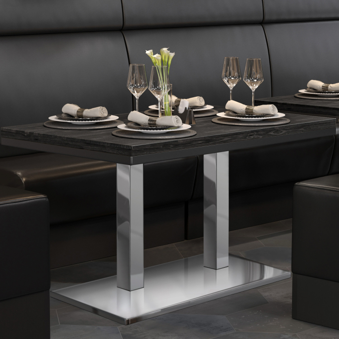 MM | Bistro solidt bord | rektangulært | 120 x 70 x 77 cm | wenge sort / rustfrit stål MM | Bistro solidt bord | rektangulært | 120 x 70 x 77 cm | wenge sort / rustfrit stål