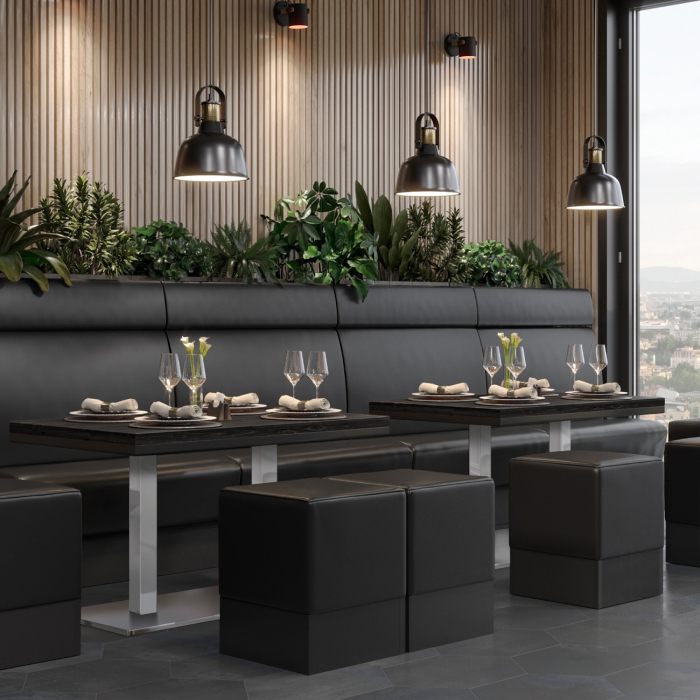 MM | Bistro solidt bord | rektangulært | 120 x 70 x 77 cm | wenge sort / rustfrit stål MM | Bistro solidt bord | rektangulært | 120 x 70 x 77 cm | wenge sort / rustfrit stål