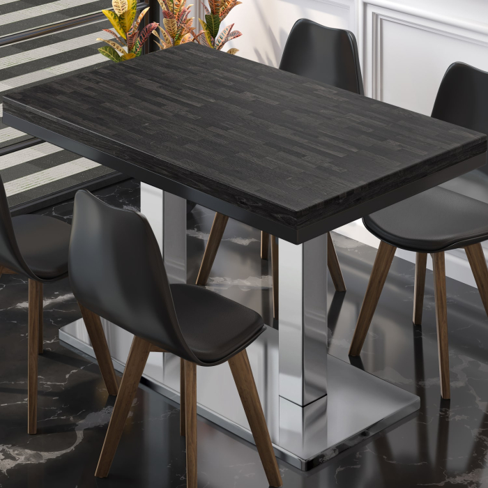 MM | Bistro solidt bord | rektangulært | 120 x 70 x 77 cm | wenge sort / rustfrit stål MM | Bistro solidt bord | rektangulært | 120 x 70 x 77 cm | wenge sort / rustfrit stål