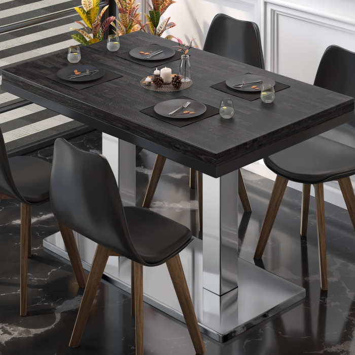 MM | Bistro solidt bord | rektangulært | 120 x 70 x 77 cm | wenge sort / rustfrit stål MM | Bistro solidt bord | rektangulært | 120 x 70 x 77 cm | wenge sort / rustfrit stål
