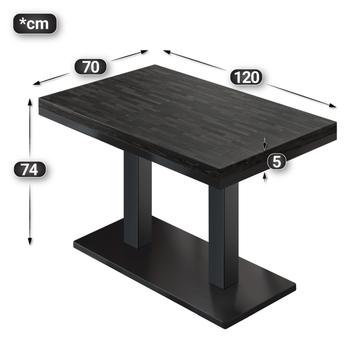 MM | Bistro Solid Table | Rectangular | 120 x 70 x 77 cm | Wenge Black / Black MM | Bistro Solid Table | Rectangular | 120 x 70 x 77 cm | Wenge Black / Black