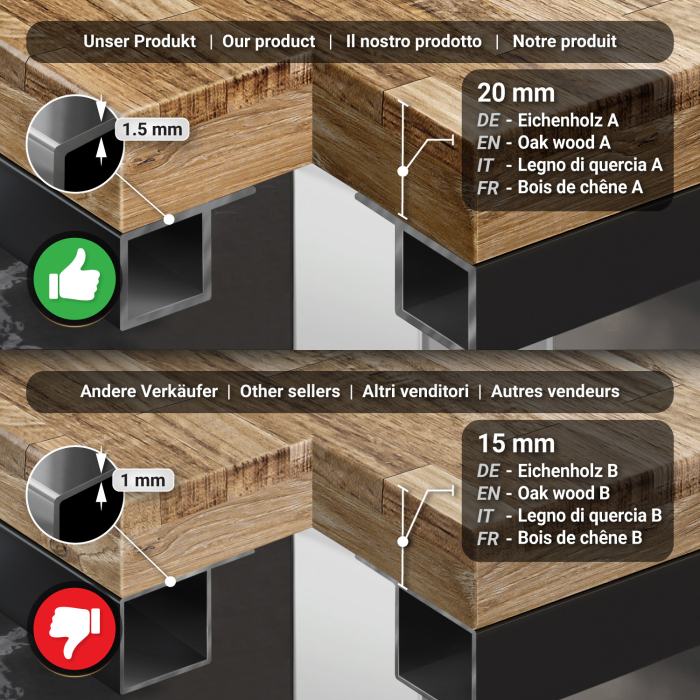 MM | Bistro solid bord | Firkantet | 70x70x77cm | Eik / rustfritt stål MM | Bistro solid bord | Firkantet | 70x70x77cm | Eik / rustfritt stål