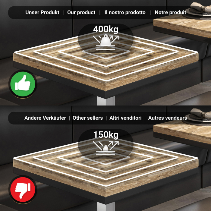 MM | Bistro solid bord | Firkantet | 70x70x77cm | Eik / rustfritt stål MM | Bistro solid bord | Firkantet | 70x70x77cm | Eik / rustfritt stål