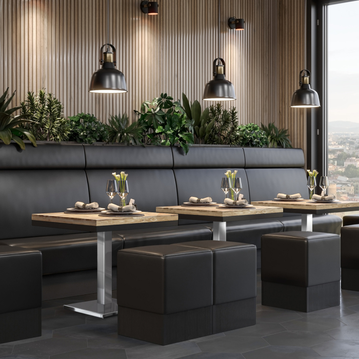 MM | Bistro solid bord | Firkantet | 70x70x77cm | Eik / rustfritt stål MM | Bistro solid bord | Firkantet | 70x70x77cm | Eik / rustfritt stål