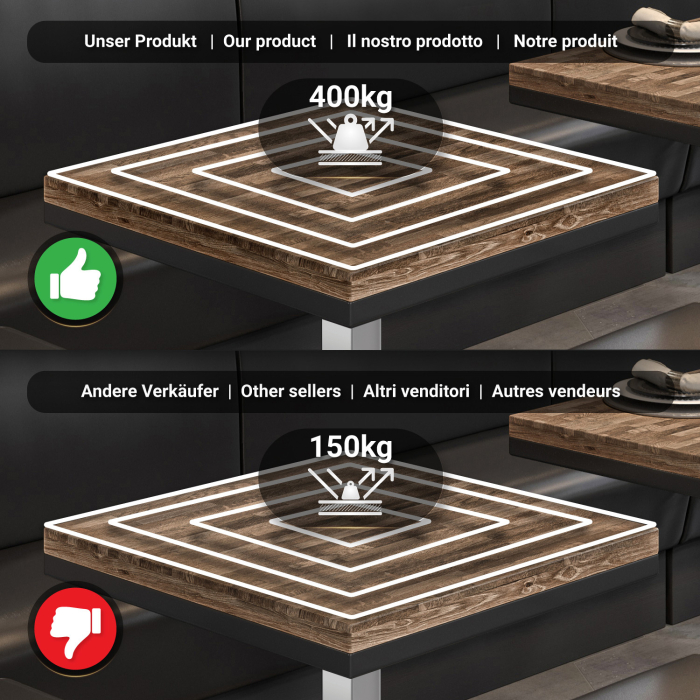 MM | Bistro solid table | Square | 70 x 70 x 77 cm | Valnød / rustfrit stål MM | Bistro solid table | Square | 70 x 70 x 77 cm | Valnød / rustfrit stål