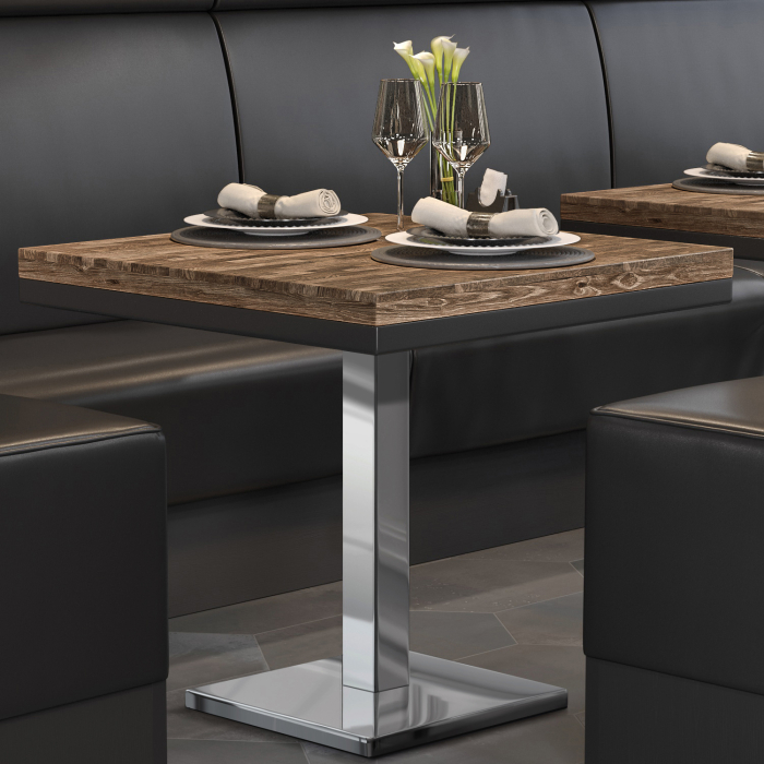MM | Bistro solid table | Square | 70 x 70 x 77 cm | Valnød / rustfrit stål MM | Bistro solid table | Square | 70 x 70 x 77 cm | Valnød / rustfrit stål
