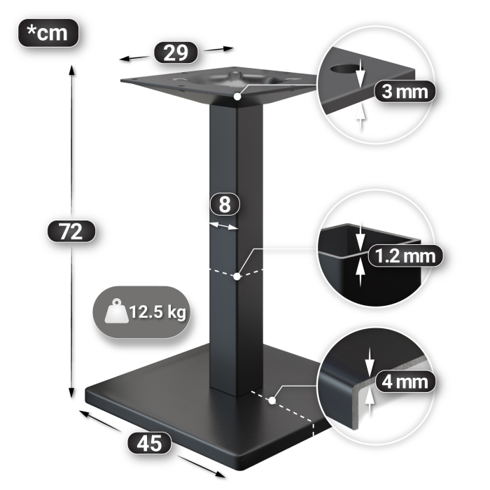 MM | Bistro solid table | Square | 60 x 60 x 77 cm | Walnut / Black MM | Bistro solid table | Square | 60 x 60 x 77 cm | Walnut / Black