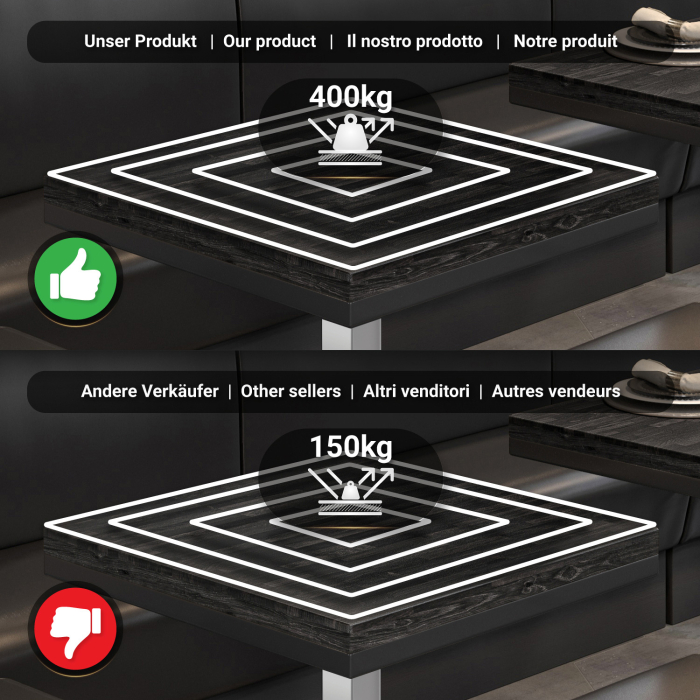 MM | Bistro solid bord | Firkantet | 70x70x77cm | Wenge svart / rustfritt stål MM | Bistro solid bord | Firkantet | 70x70x77cm | Wenge svart / rustfritt stål