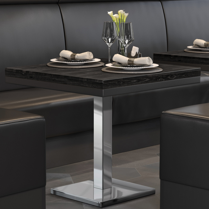 MM | Bistro solid bord | Firkantet | 70x70x77cm | Wenge svart / rustfritt stål MM | Bistro solid bord | Firkantet | 70x70x77cm | Wenge svart / rustfritt stål