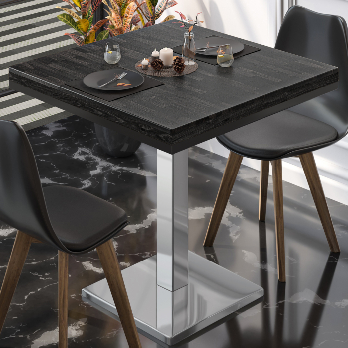 MM | Bistro solid bord | Firkantet | 70x70x77cm | Wenge svart / rustfritt stål MM | Bistro solid bord | Firkantet | 70x70x77cm | Wenge svart / rustfritt stål