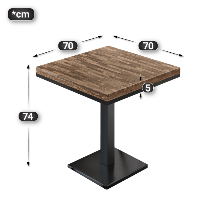 MM | Bistro Solid Table | Square | 70 x 70 x 77 cm | Valnød / Sort MM | Bistro Solid Table | Square | 70 x 70 x 77 cm | Valnød / Sort