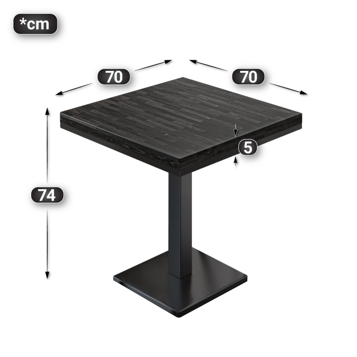 MM | Bistro solid bord | Firkantet | 70x70x77cm | Wenge Svart / Svart MM | Bistro solid bord | Firkantet | 70x70x77cm | Wenge Svart / Svart