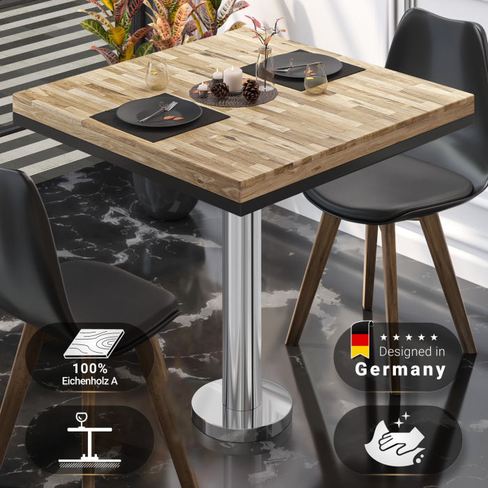 MML | Bistro solid bord | Firkantet | 70x70x77cm | Eik / rustfritt stål