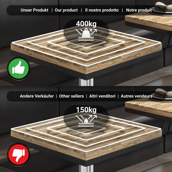 MML | Bistro solid bord | Firkantet | 70x70x77cm | Eik / rustfritt stål