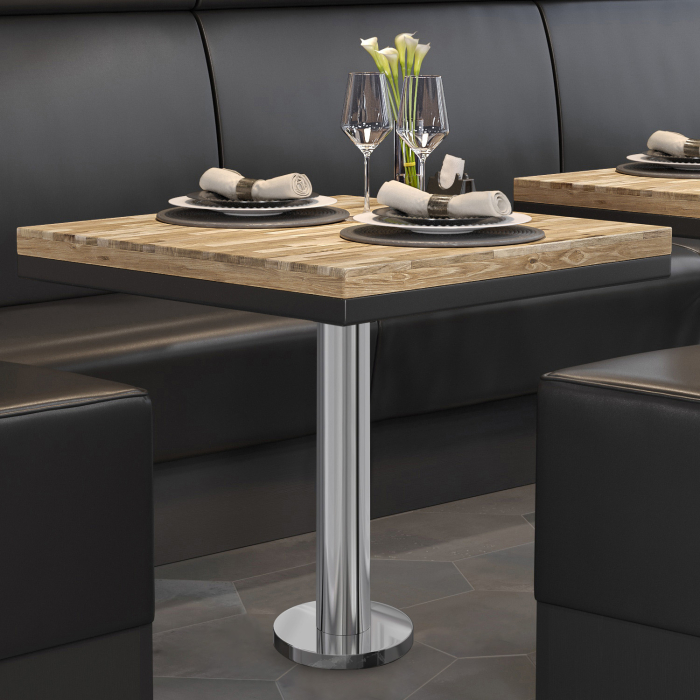 MML | Bistro solid bord | Firkantet | 70x70x77cm | Eik / rustfritt stål