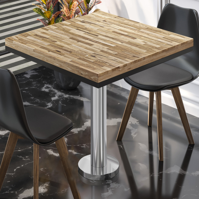 MML | Bistro solid bord | Firkantet | 70x70x77cm | Eik / rustfritt stål