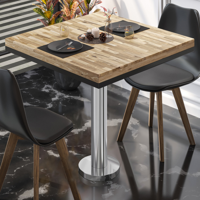 MML | Bistro solid bord | Firkantet | 70x70x77cm | Eik / rustfritt stål