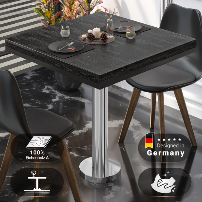 MML | Bistro solid bord | Firkantet | 70x70x77cm | Wenge svart / rustfritt stål MML | Bistro solid bord | Firkantet | 70x70x77cm | Wenge svart / rustfritt stål