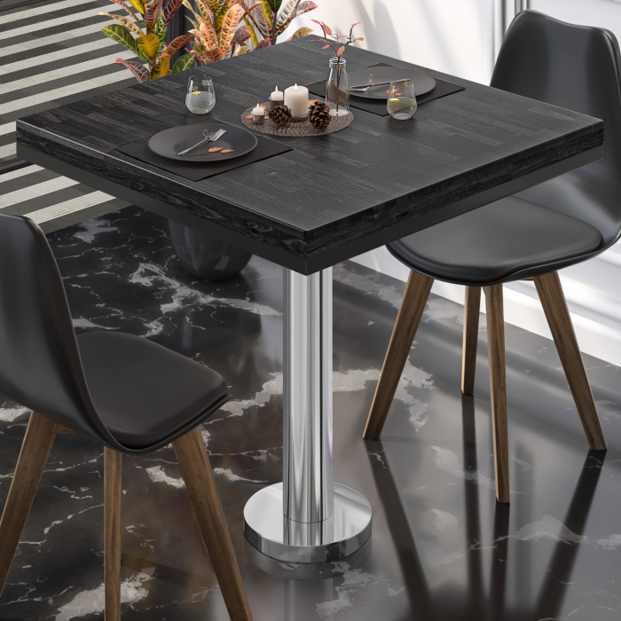 MML | Bistro solid bord | Firkantet | 70x70x77cm | Wenge svart / rustfritt stål MML | Bistro solid bord | Firkantet | 70x70x77cm | Wenge svart / rustfritt stål