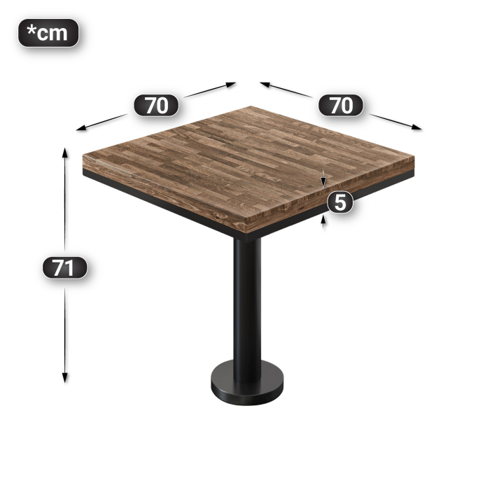 MML | Bistrobord | Firkantet | 70 x 70 x 77 cm | Valnød / Sort MML | Bistrobord | Firkantet | 70 x 70 x 77 cm | Valnød / Sort