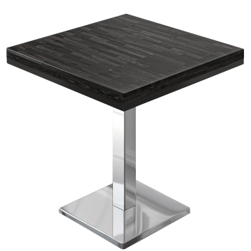 MM | Bistro Massiv Tisch | Quadratisch | 80 x 80 x 77 cm | Wenge Schwarz / Edelstahl