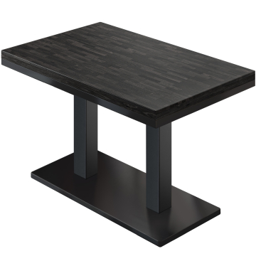 MM | Bistro Massiv Tisch | Rechteckig | 120 x 70 x 77 cm | Wenge Schwarz / Schwarz
