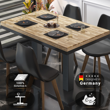 MM | Bistro massieve tafel | rechthoekig | 120 x 70 x 77 cm | eiken / zwart