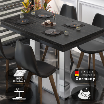 MM | Bistro solid table | rectangular | 120 x 70 x 77 cm | wenge black / stainless steel